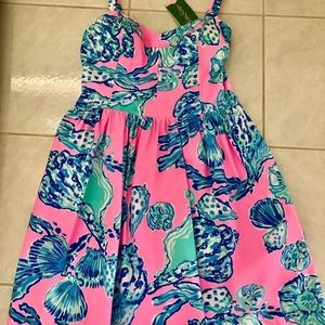 Lilly Pulitizer Sun Dress, NWT, 8, Pink/Blue WOW!
